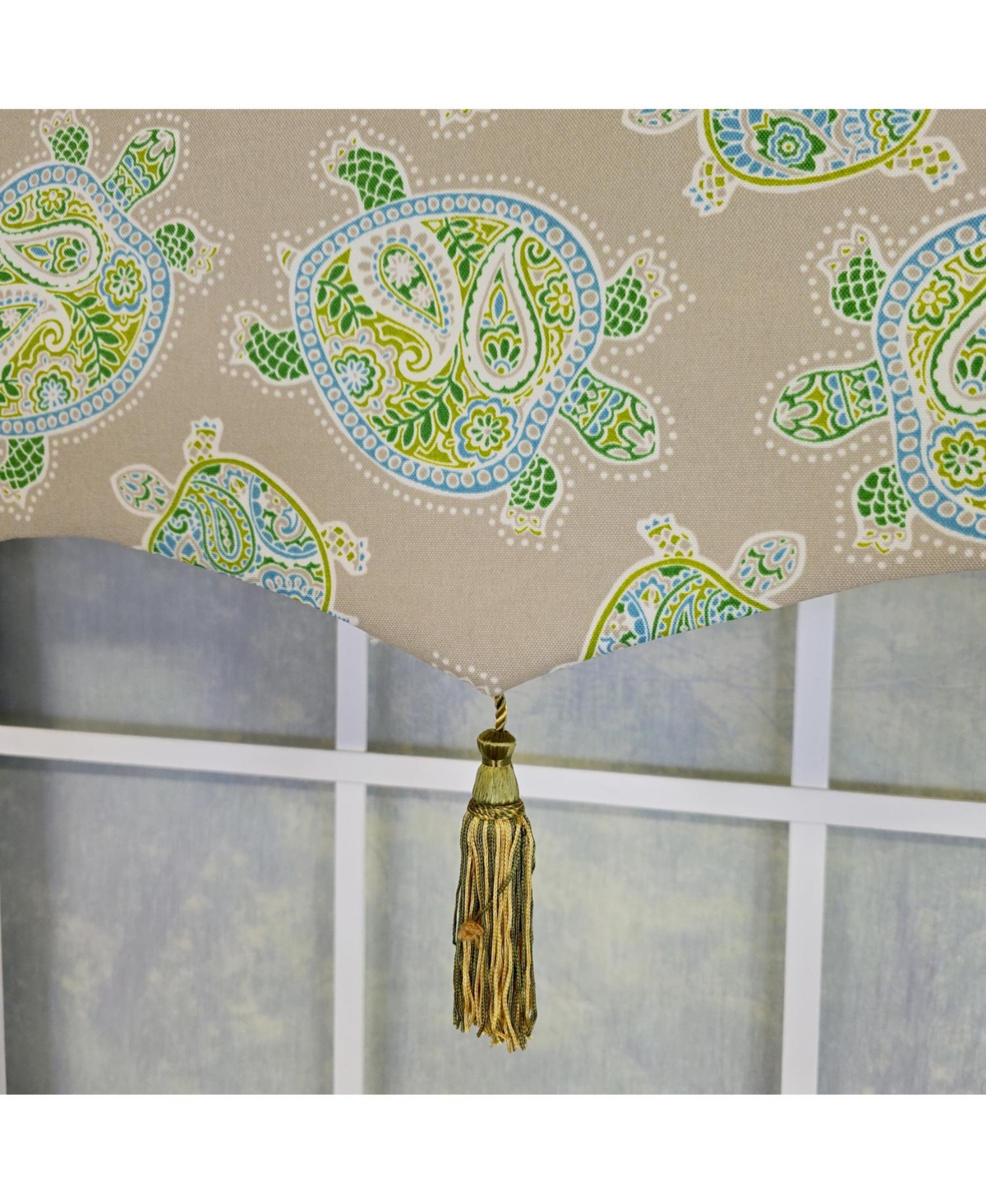 Rlf Home 100% Cotton Tortuga Stanform Fully lined Windows Rod Pocket Valance 50" x 16" Green