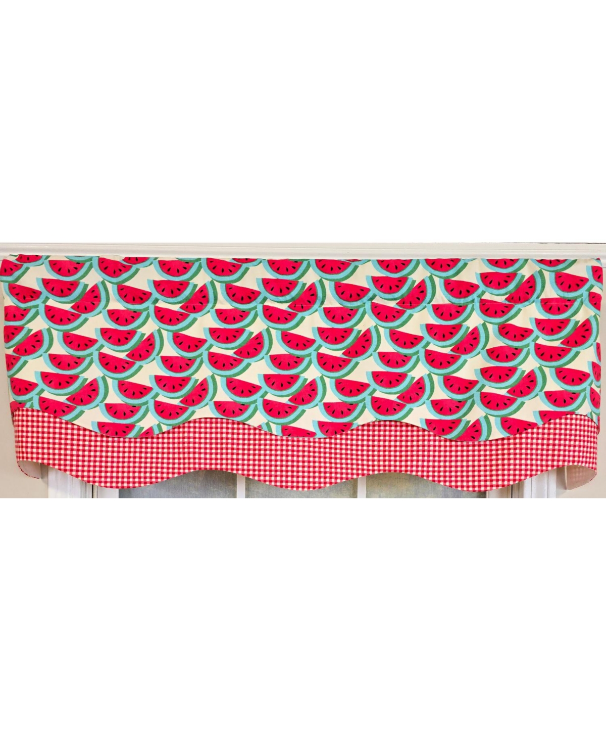 Rlf Home 100% Cotton Sandias Glory Fully lined Windows Rod Pocket Valance 50" x 16" Red