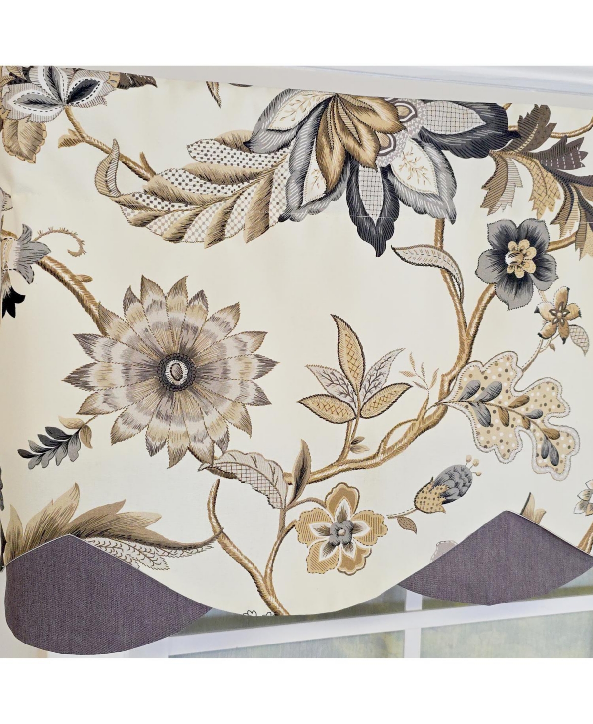 Rlf Home 100% Cotton Zanzibar Petticoat With Poly/Cotton lining Rod Pocket Valance 50" x 17" Gray