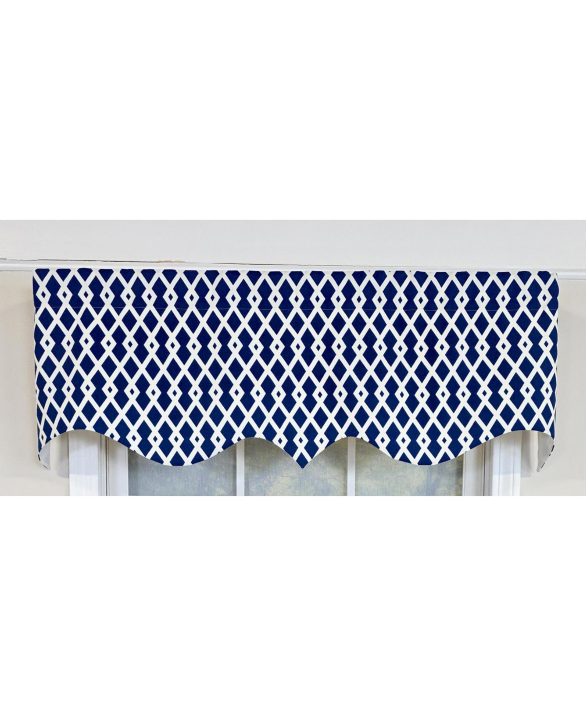 Rlf Home 100% Cotton Jewel Regal Fully lined Windows Rod Pocket Valance 50" x 17" Navy
