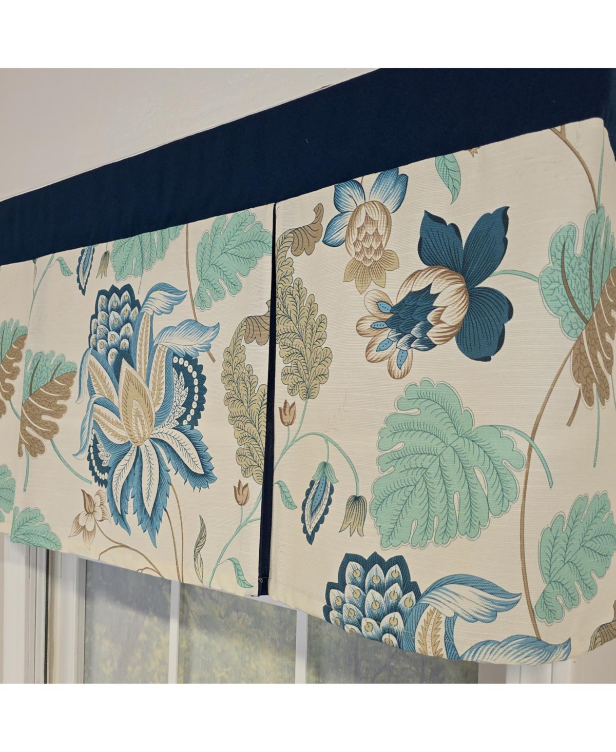 Rlf Home 100% Cotton Samanta Pleated Unlined Windows Rod Pocket Valance 50" x 17" Blue