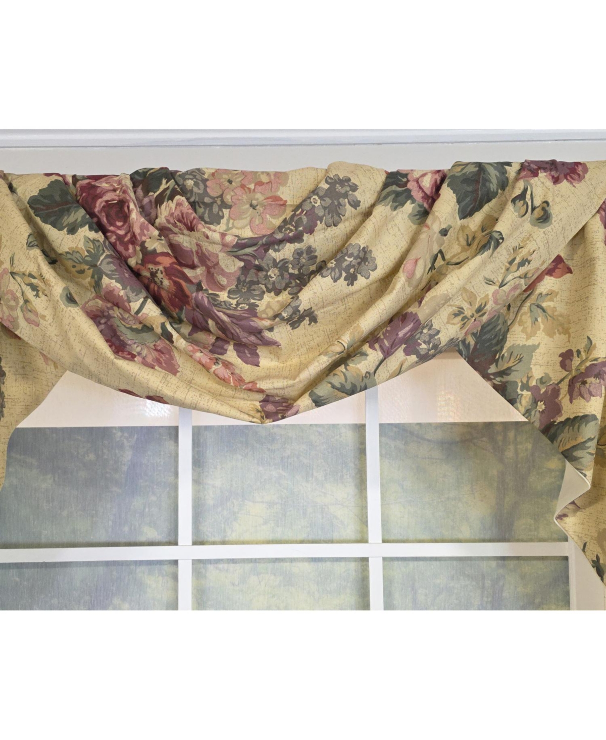 Rlf Home 100% Cotton 3-pc Terrene Swag/Jabot Set Fully lined Rod Pocket Valance 58" x 34" Multi