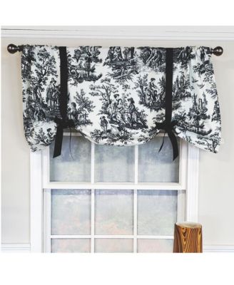 Modern Design Classic Pique Tie-Up Window Valance 50" x 18" Black