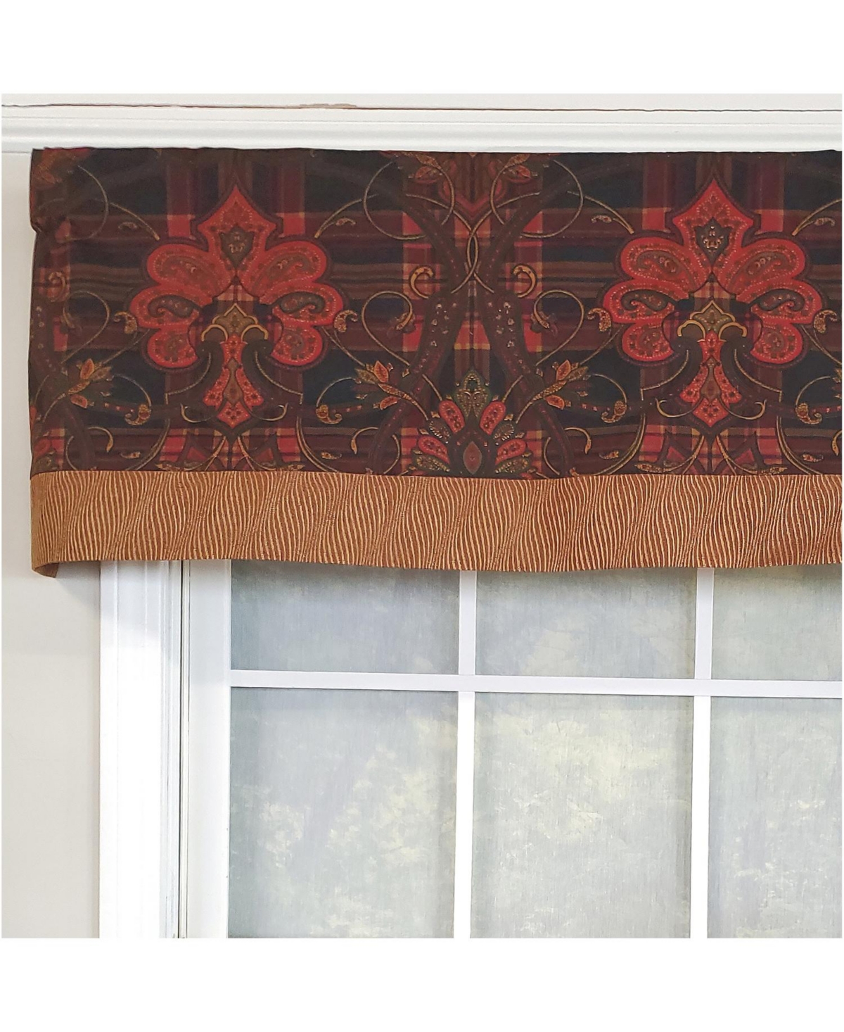 Rlf Home 3" Rod Pocket High Quality Fabric Espadas Banded Valance for Windows 50" x 16" Burgundy