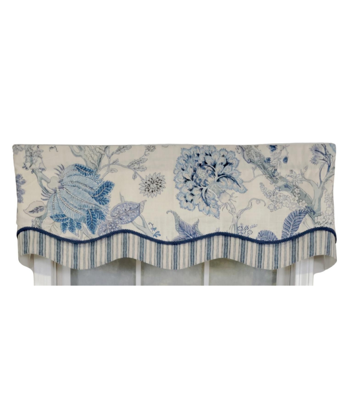 Rlf Home 3" Rod Pocket High Quality Fabric Chloe Glory Valance for Windows 50" x 16" Blue