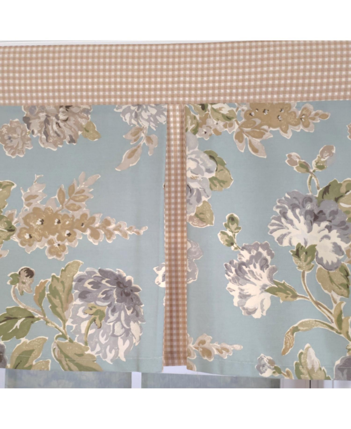 Rlf Home 3" Rod Pocket High Quality Fabric Floral Essence Pleated Valance for Windows 50" x 16" Blue