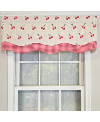 100% Cotton Cherry Dance Glory  Fully lined Windows Rod Pocket Valance 50" x 16"  Red