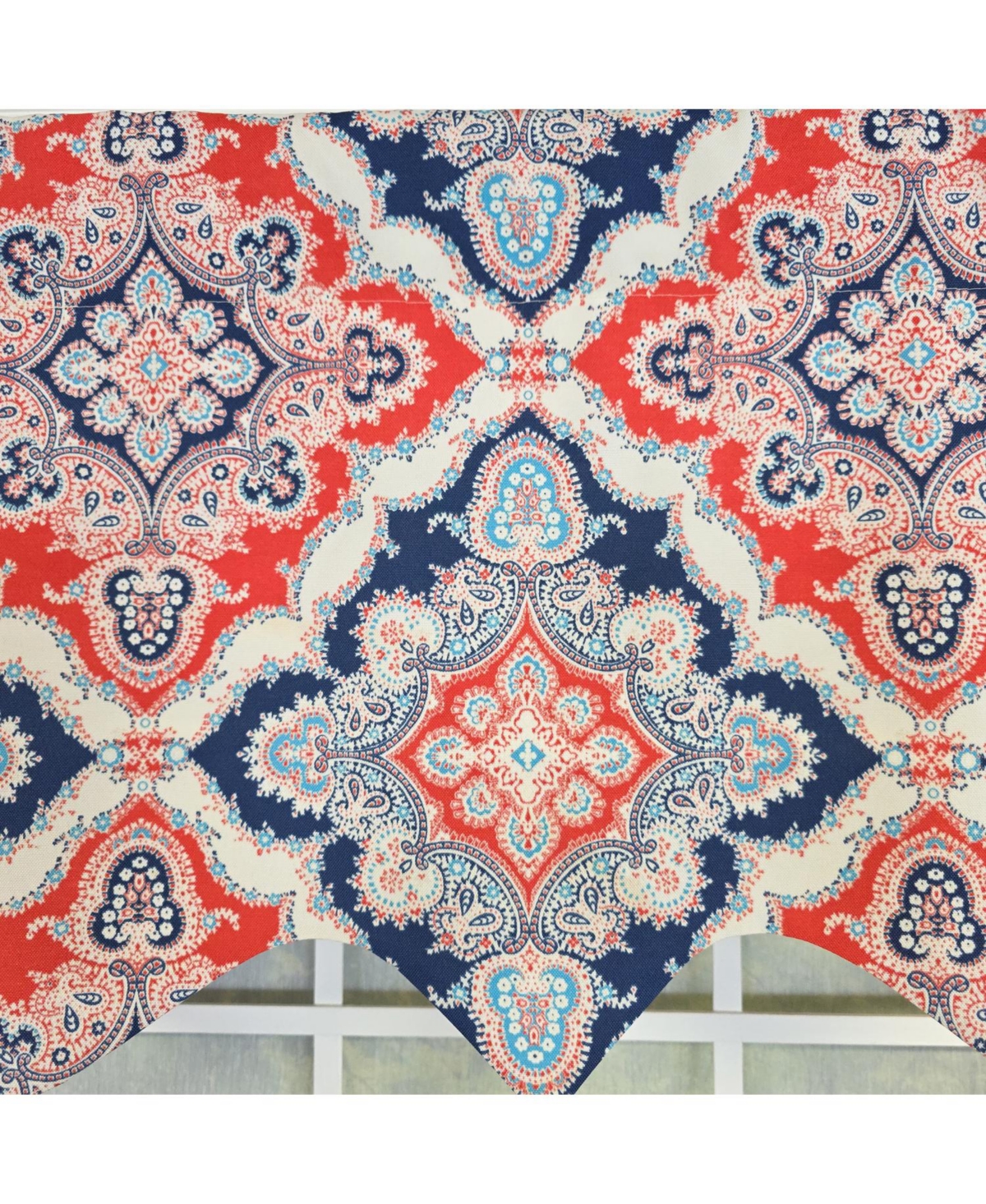 Rlf Home 100% Cotton Coventry Regal Fully lined Windows Rod Pocket Valance 50" x 17" Navy