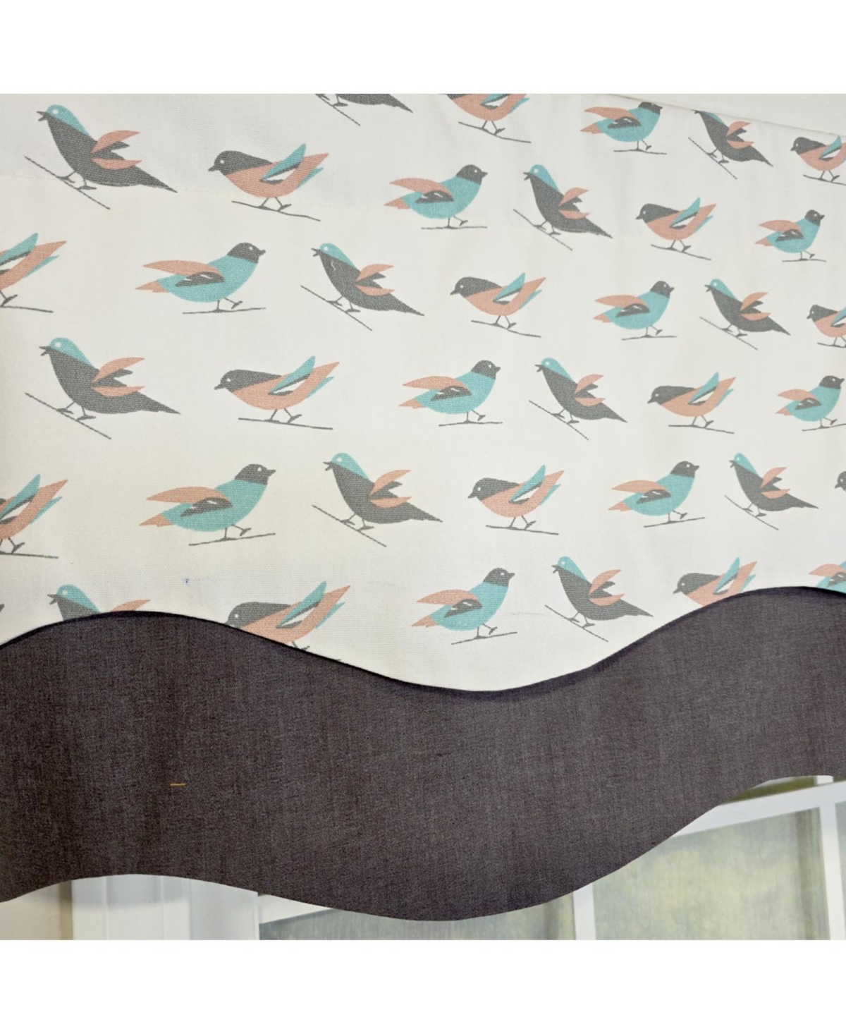 Rlf Home 100% Cotton Avain Glory Fully lined Windows Rod Pocket Valance 50" x 16" Gray