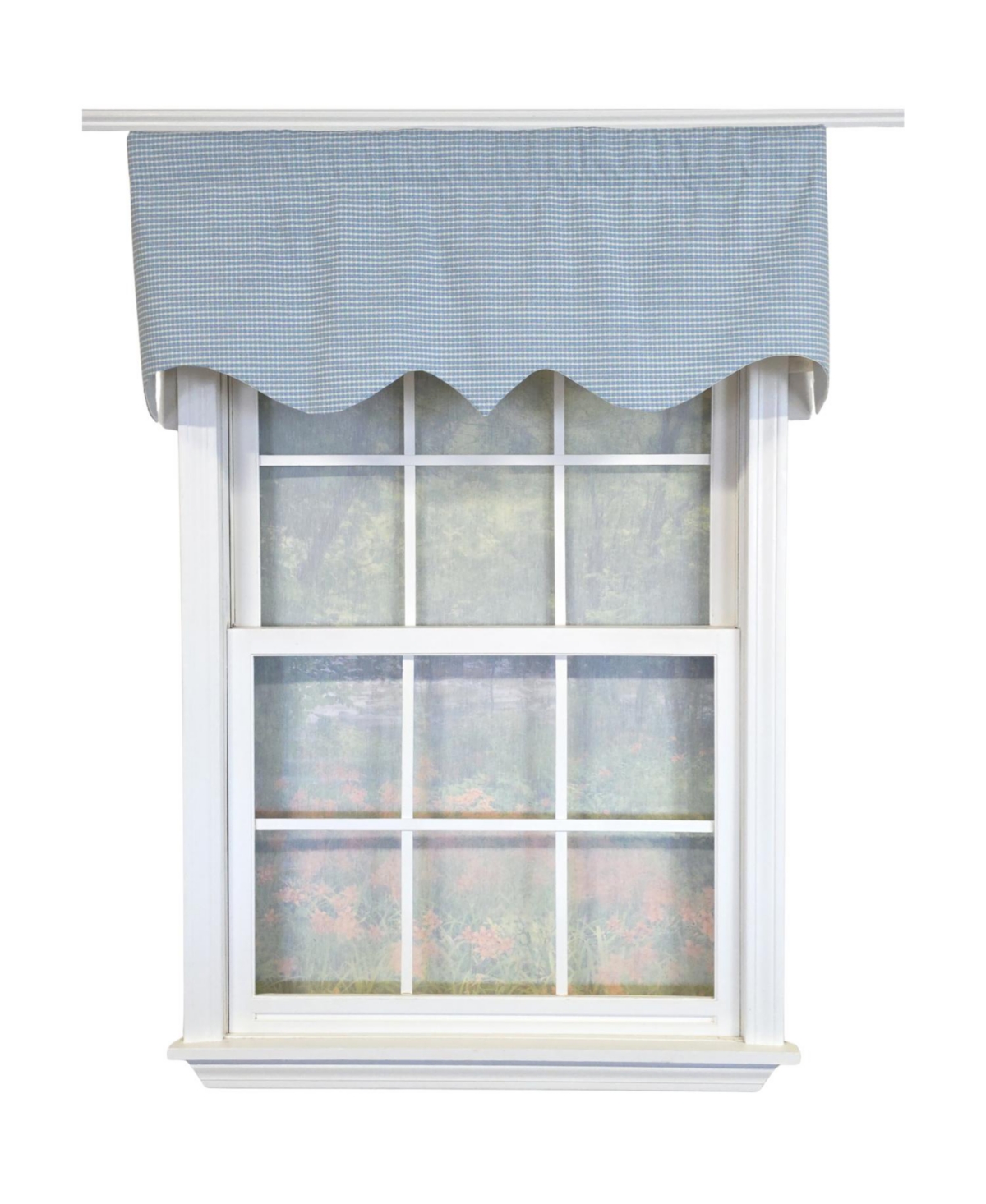 Rlf Home 100% Cotton Shepherd Check Regal Fully lined Windows Rod Pocket Valance 50" x 17" Blue