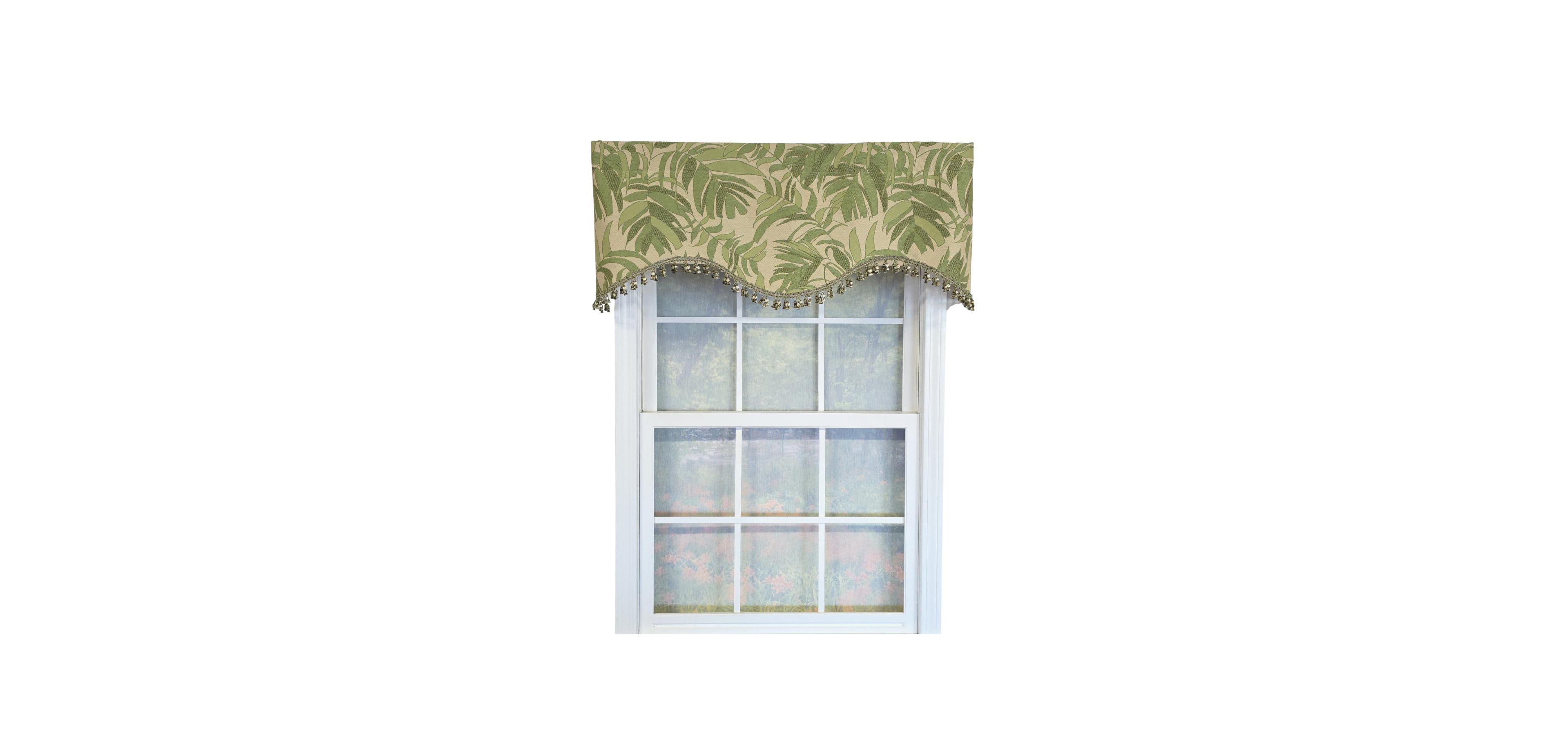 Rlf Home 100% Cotton Breeze Cornice Fully lined Windows Rod Pocket Valance 50" x 17" Green