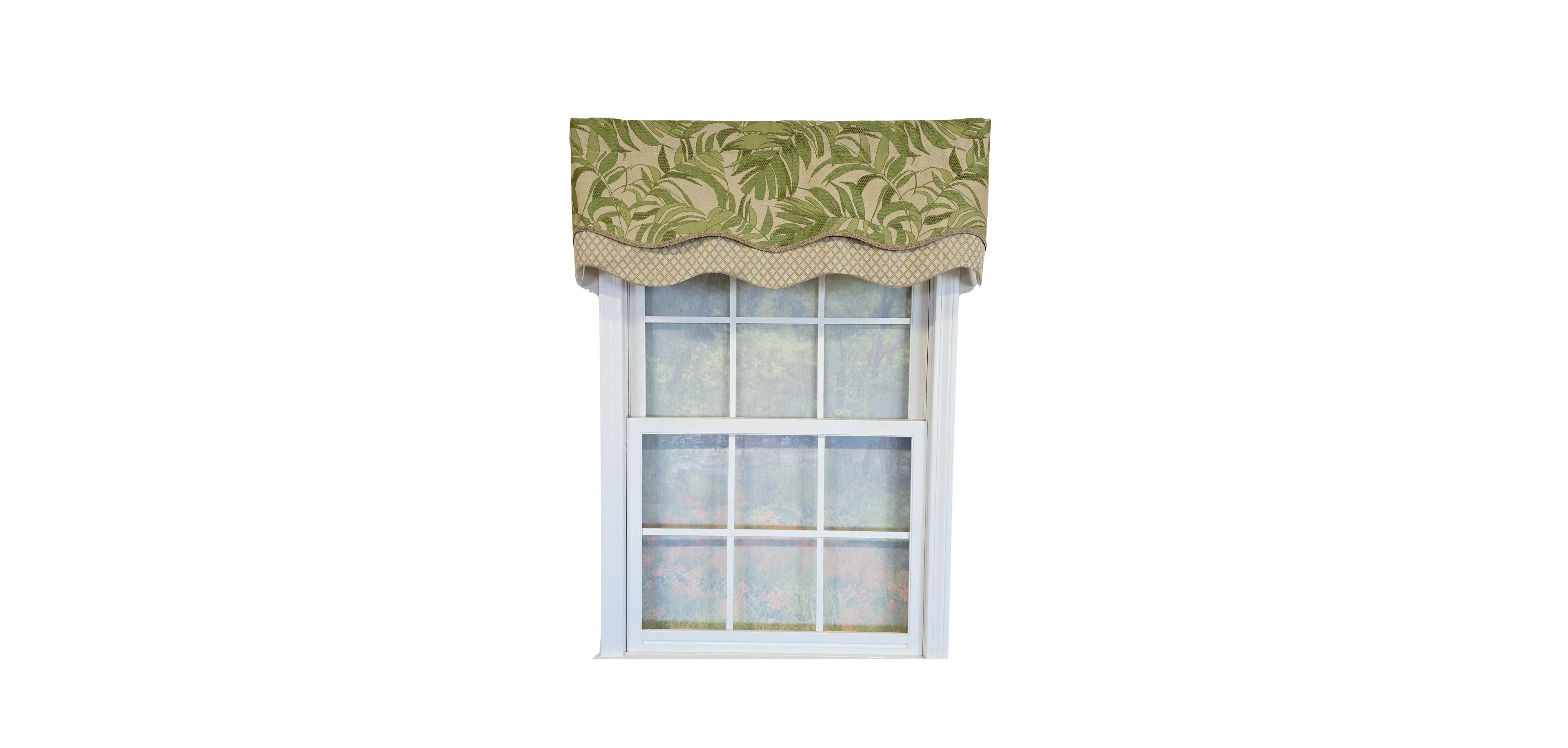 Rlf Home 100% Cotton Breeze Glory Fully lined Windows Rod Pocket Valance 50" x 16" Green