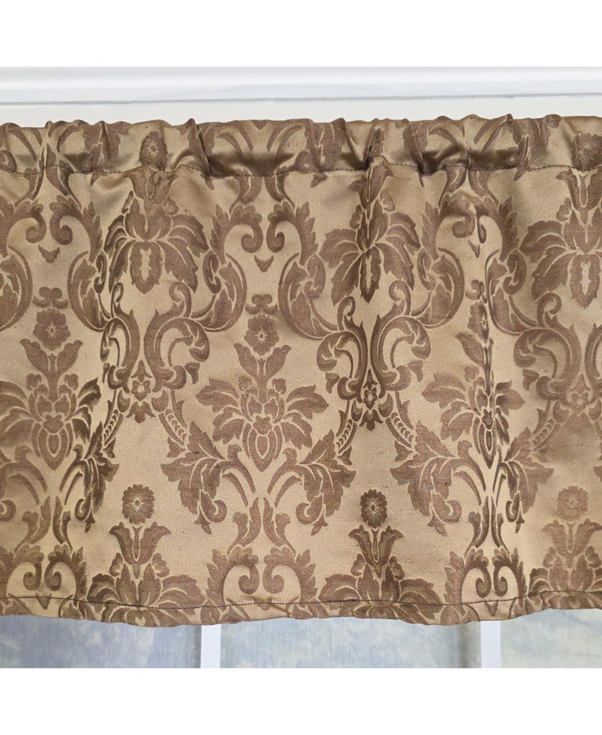 Rlf Home 100% Cotton Marruecos Tailored Unlined Windows Rod Pocket Valance 51" x 12" Brown