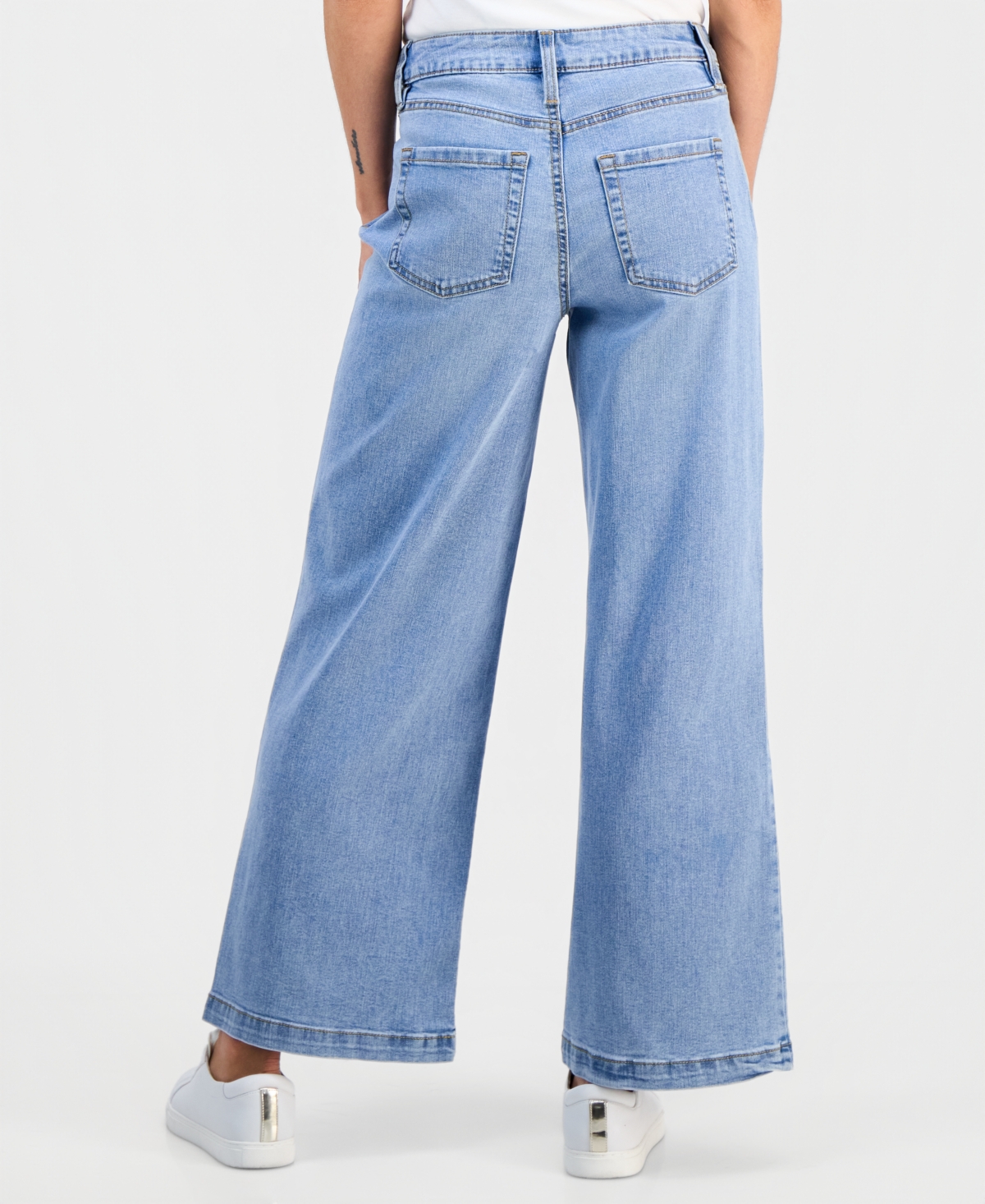 Style & Co Petite High-Rise Zip-Fly Wide-Leg Jeans, Macy's Exclusive