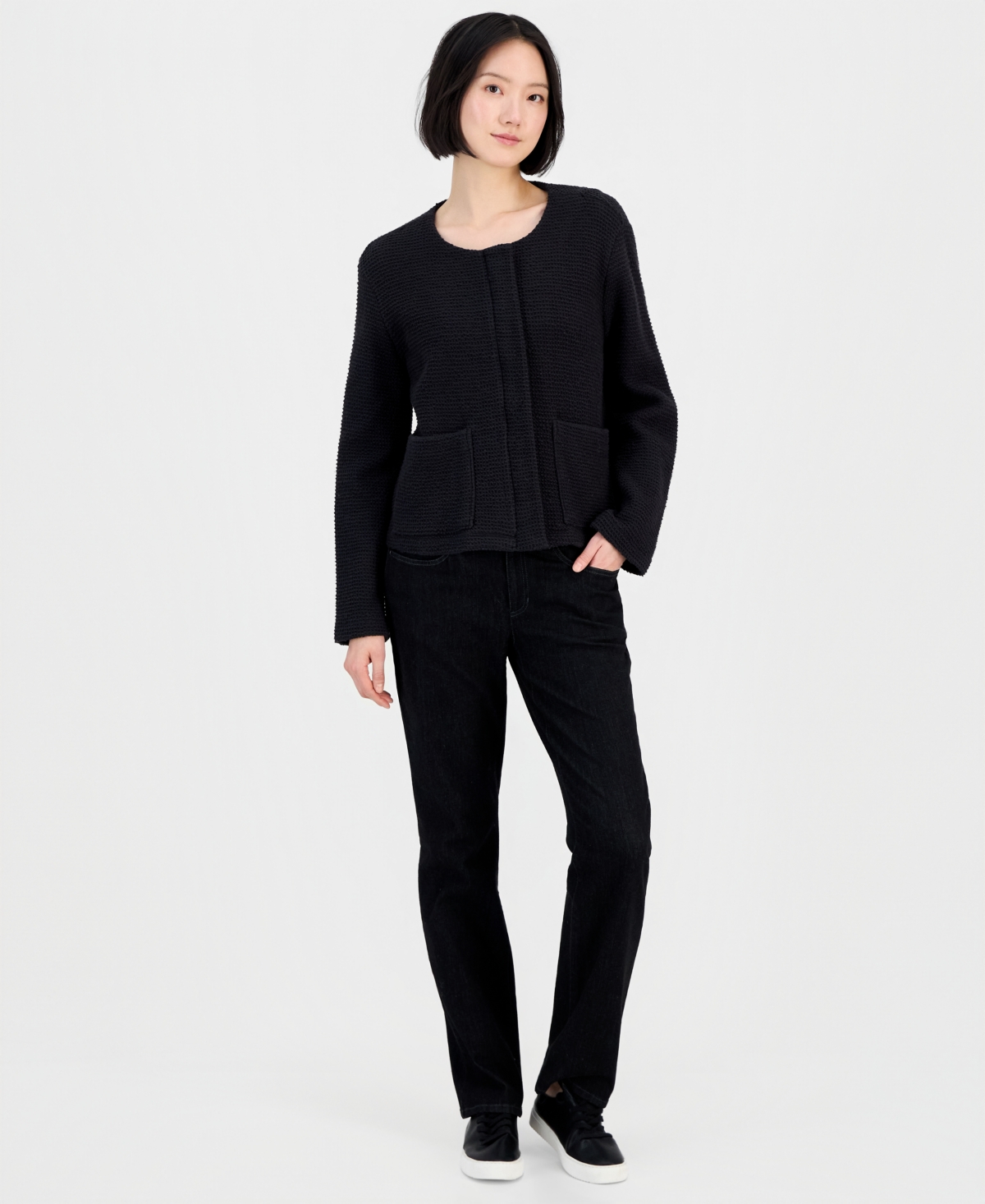 Eileen Fisher Women's Round Neck Cotton Jacket