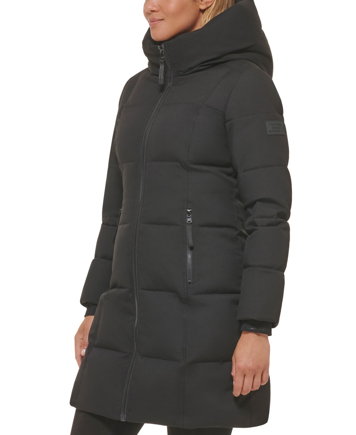 Женская куртка Calvin Klein Stand Collar Hooded Puffer, цвет: Чёрный — фото 2