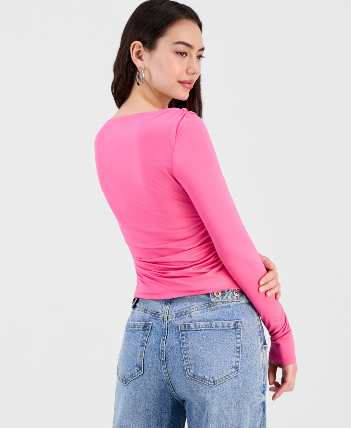 Bar Iii Women's Boat-neck Jersey Top, Macy's Exclusive In Pink