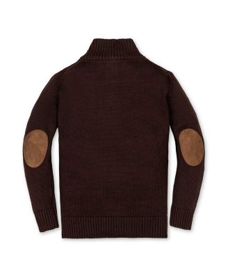 Boys Organic Half Zip Pullover Sweater with Elbow Patches