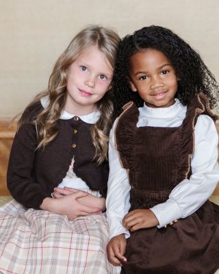 Girls Organic Cropped Scallop Edge Sweater Cardigan