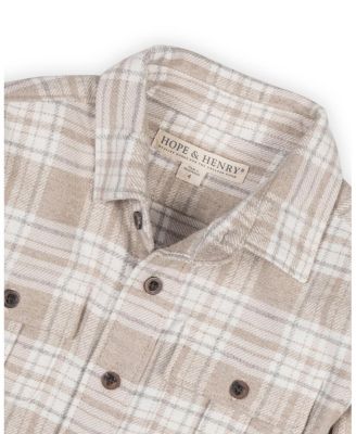 Boys Organic Long Sleeve Flannel Shirt with Double Flap Pockets