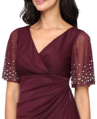 Women's Embellished Flutter Sleeve Long Dress