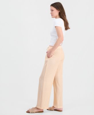 Juniors' Textured Drawstring Beach Pants