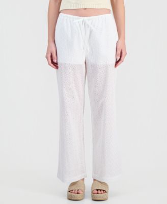 Juniors' Eyelet Drawstring Beach Pants