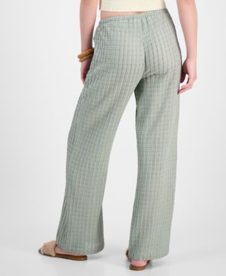 Juniors' Textured Drawstring Beach Pants
