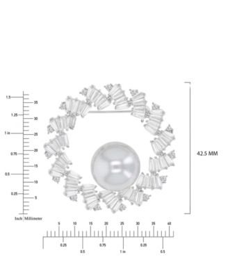 Cubic Zirconia & Freshwater Pearl Circular Pin Brooch