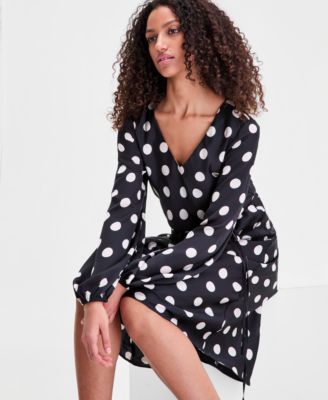 Women's Blouson-Sleeve Belted Midi Dress