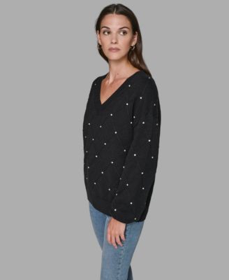V-Neck Diamond Pattern Sweater