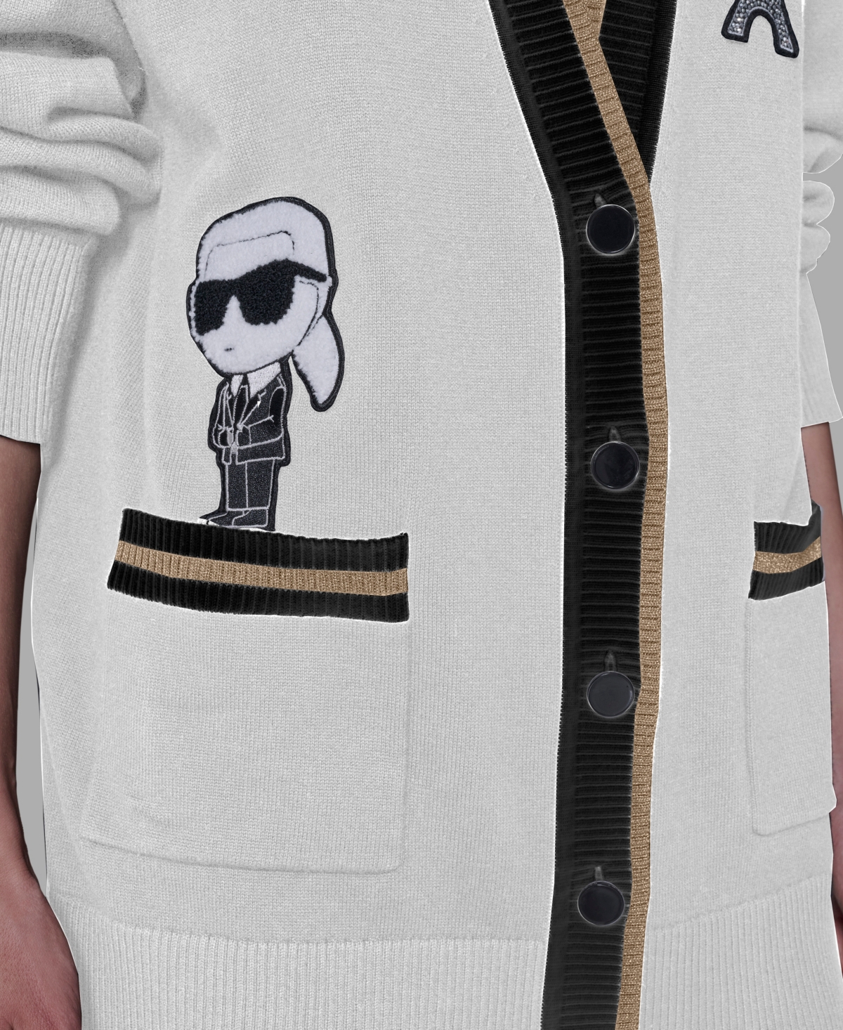 Karl Lagerfeld Women's Patch Detail Cardigan In Neutral