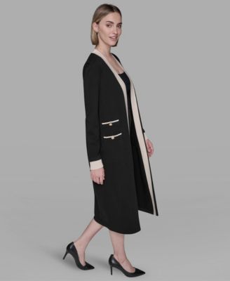 Framed Long Button Down Cardigan Sweater