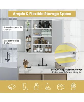Bathroom Wall Cabinet w/ Mirror Modern Medicine Cabinet w/ Mirrored Door