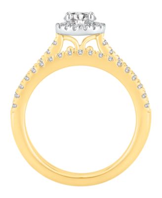 Diamond Halo Bridal Set (1 ct. t.w.) in 18k Two-Tone Gold