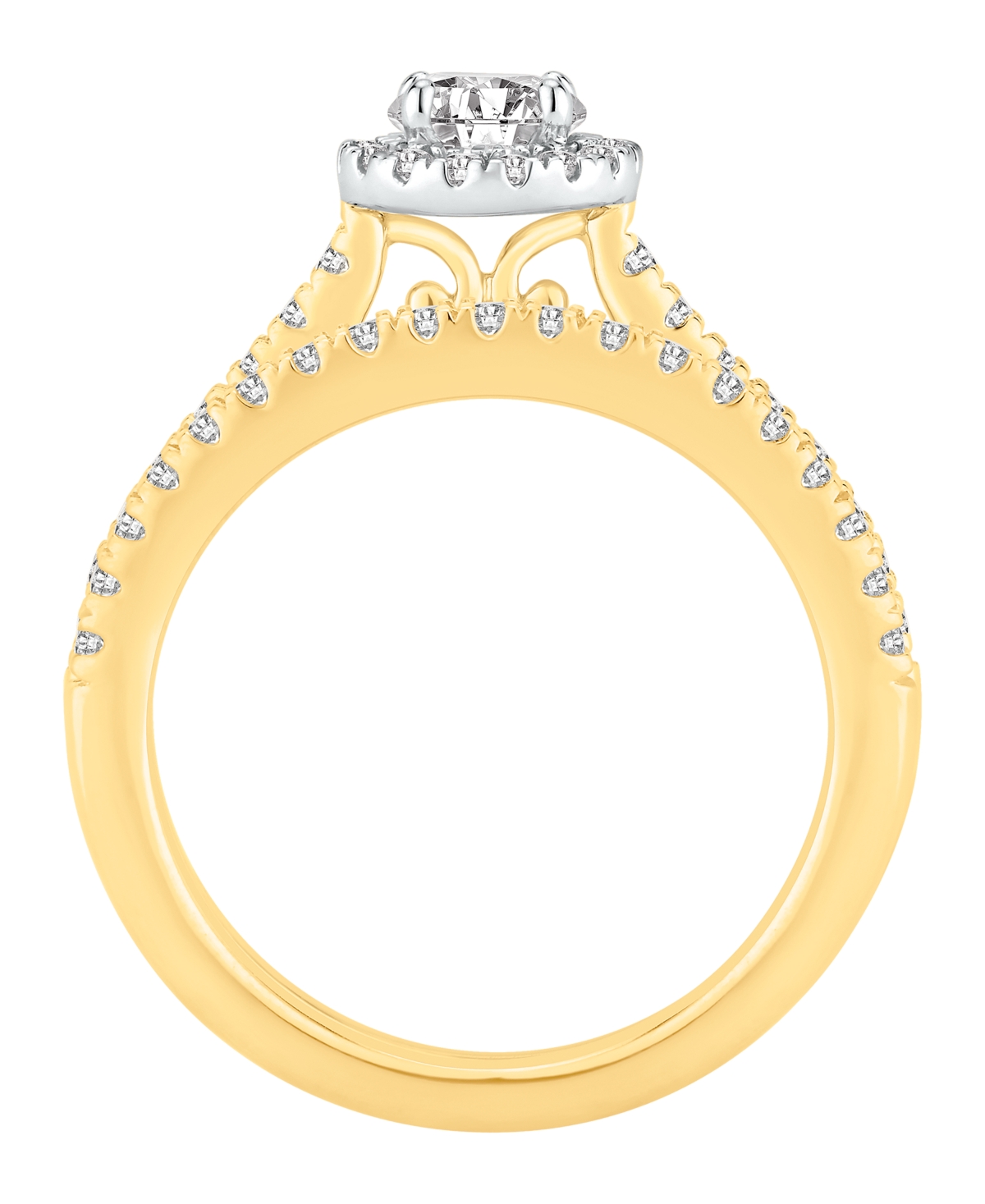 Macy's Diamond Halo Bridal Ring (1 ct. t.w.) in 18K Two-Tone Gold
