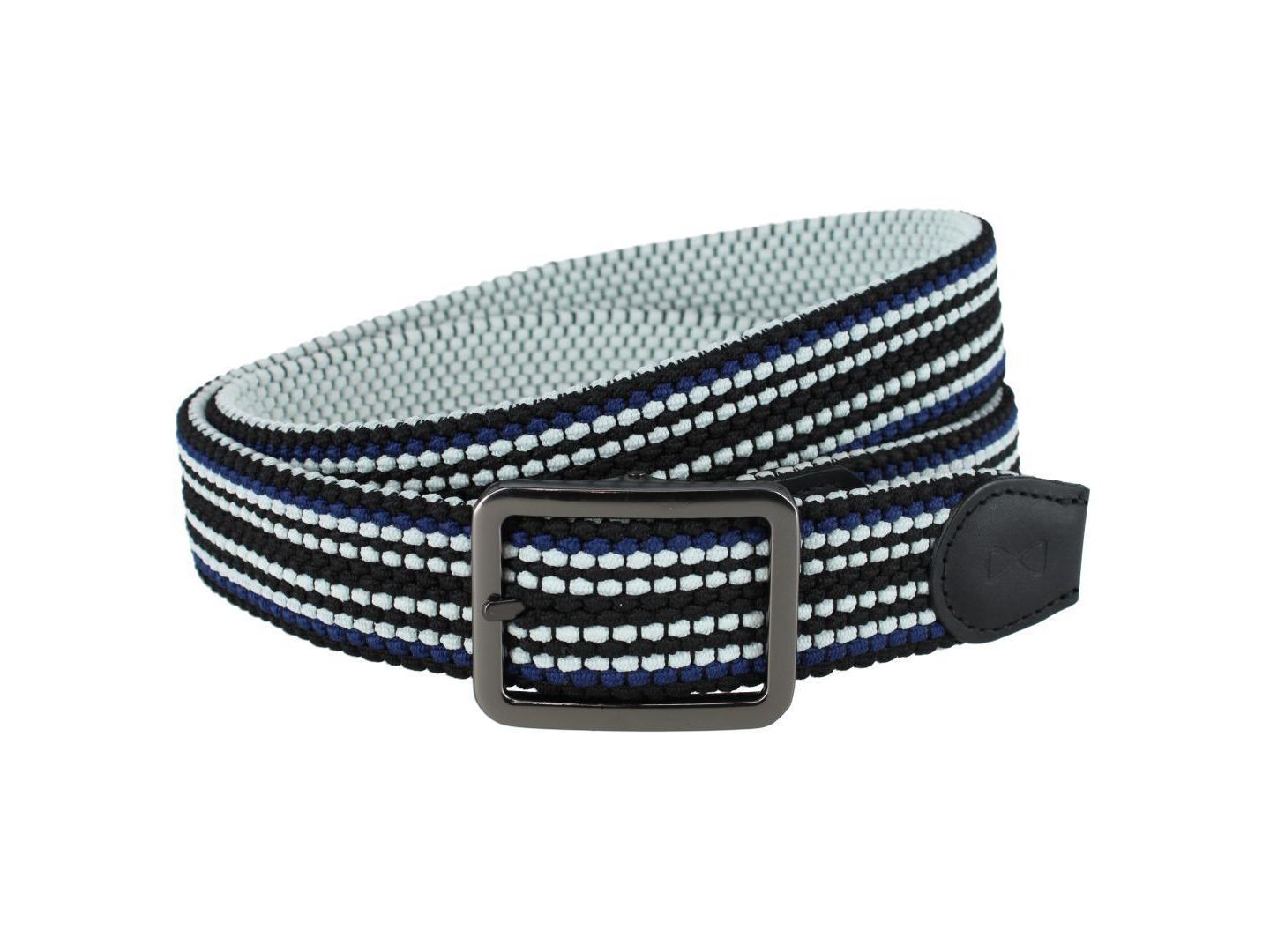 Мужской ремень TRAFALGAR Alejandro Black Stripes and White Reversible Braided 35MM Golf Belt, цвет: Чёрный / Белый — фото 1