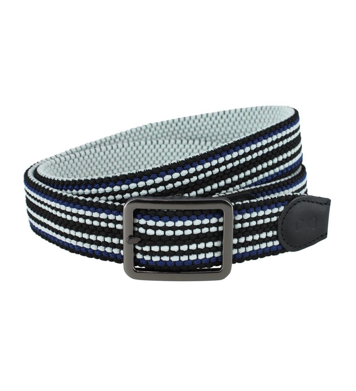 Trafalgar Men's Alejandro Black Stripes and White Reversible Braided Casual Golf Belt