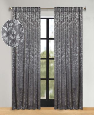 Leaves Modern Bohemian Back Tab Blackout Curtain Set, 52"x 96"