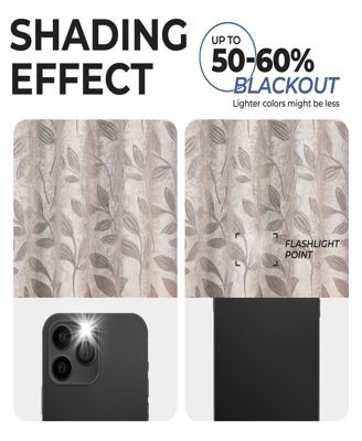 Leaves Modern Bohemian Back Tab Blackout Curtain Set, 52"x 96"