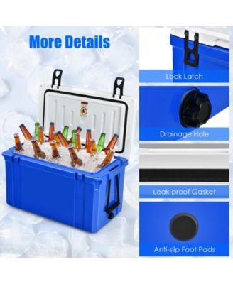 58 Quart Leak-Proof Portable Cooler Ice Box for Camping-Blue
