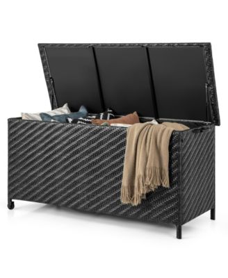 85 Gallon Outdoor Storage Box with Removable Liner and Universal Wheels-Black