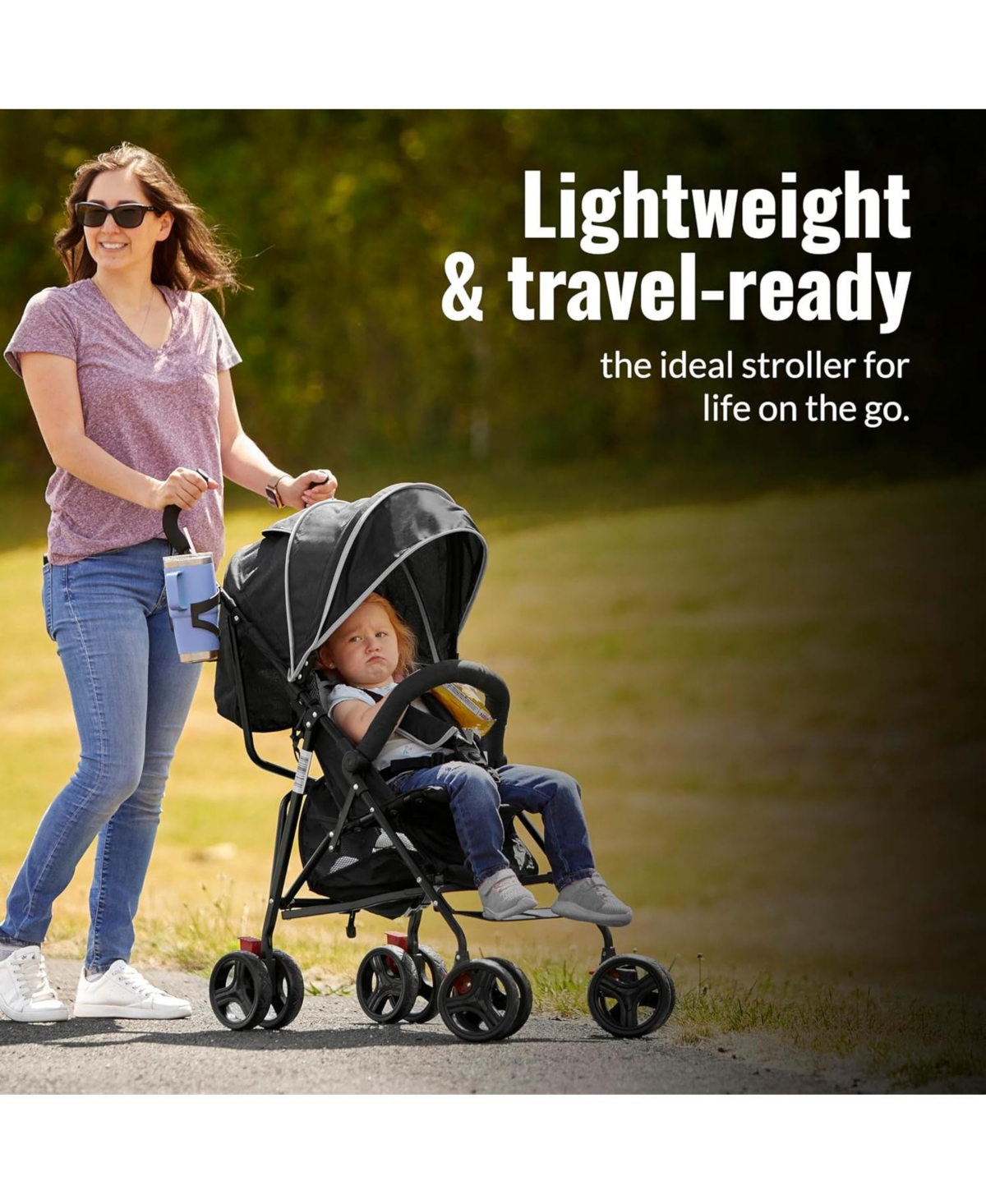 Dream On Me Baby Vista Moonwalk Stroller | Lightweight with Compact Fold Multi-Position Recline Canopy Sun Visor Perfect for trave