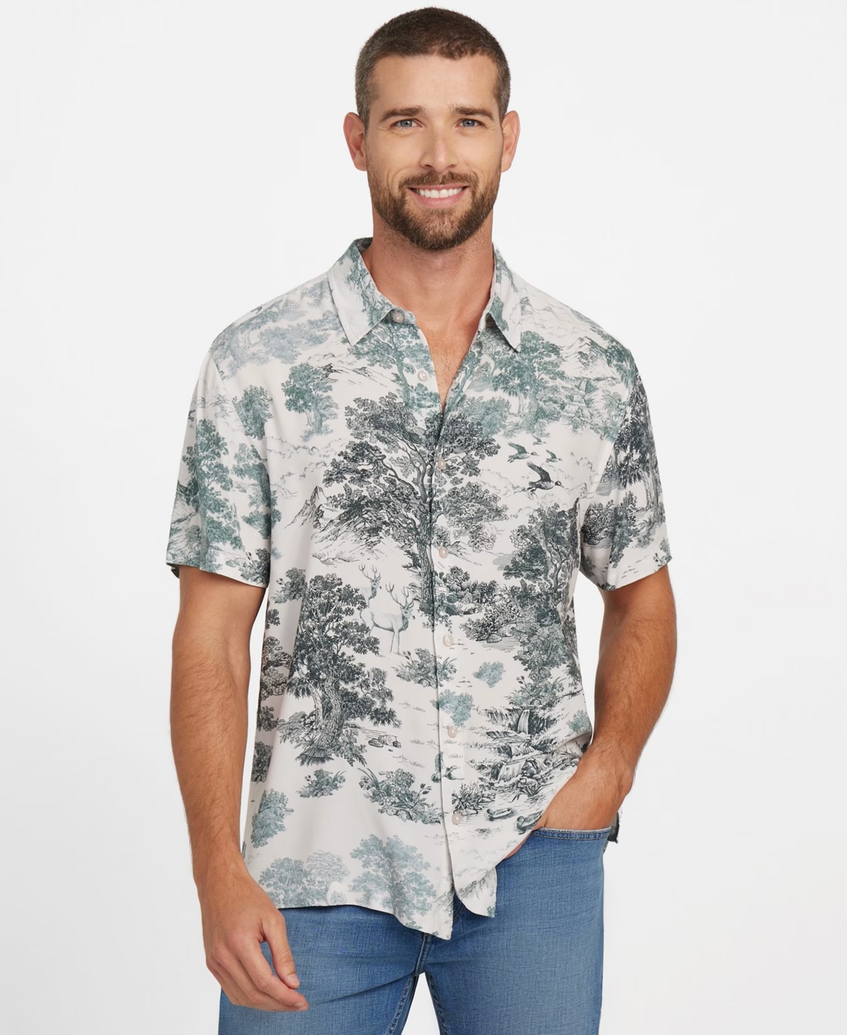 Guess Men's Forest Toile Short-Sleeve Shirt