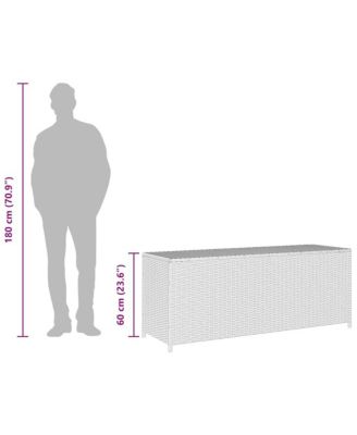Patio Storage Box Gray 59.1"x19.7"x23.6" Poly Rattan