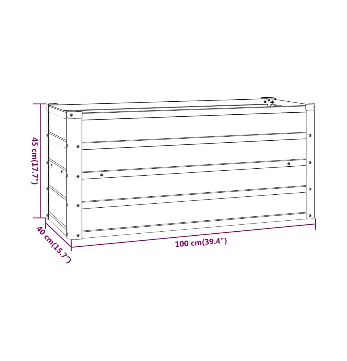 vidaXL Garden Raised Bed Rusty 39.4"x15.7"x17.7" Corten Steel