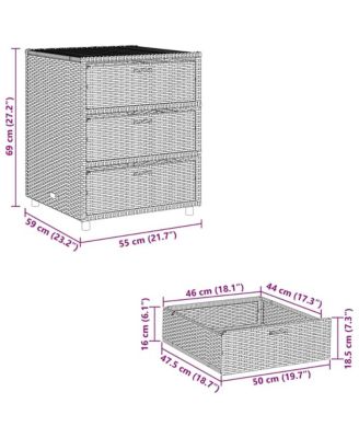 Garden Storage Cabinet Black Poly Rattan, Powder-Coated Steel