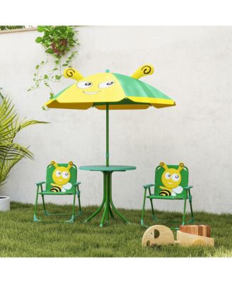 Kids Picnic Table and Chair Set with Height Adjustable Umbrella,