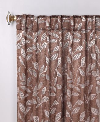 Leaves Modern Bohemian Back Tab Blackout Curtain Set, 52"x 108"
