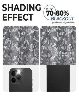 Leaves Modern Bohemian Back Tab Blackout Curtain Set, 52"x 108"